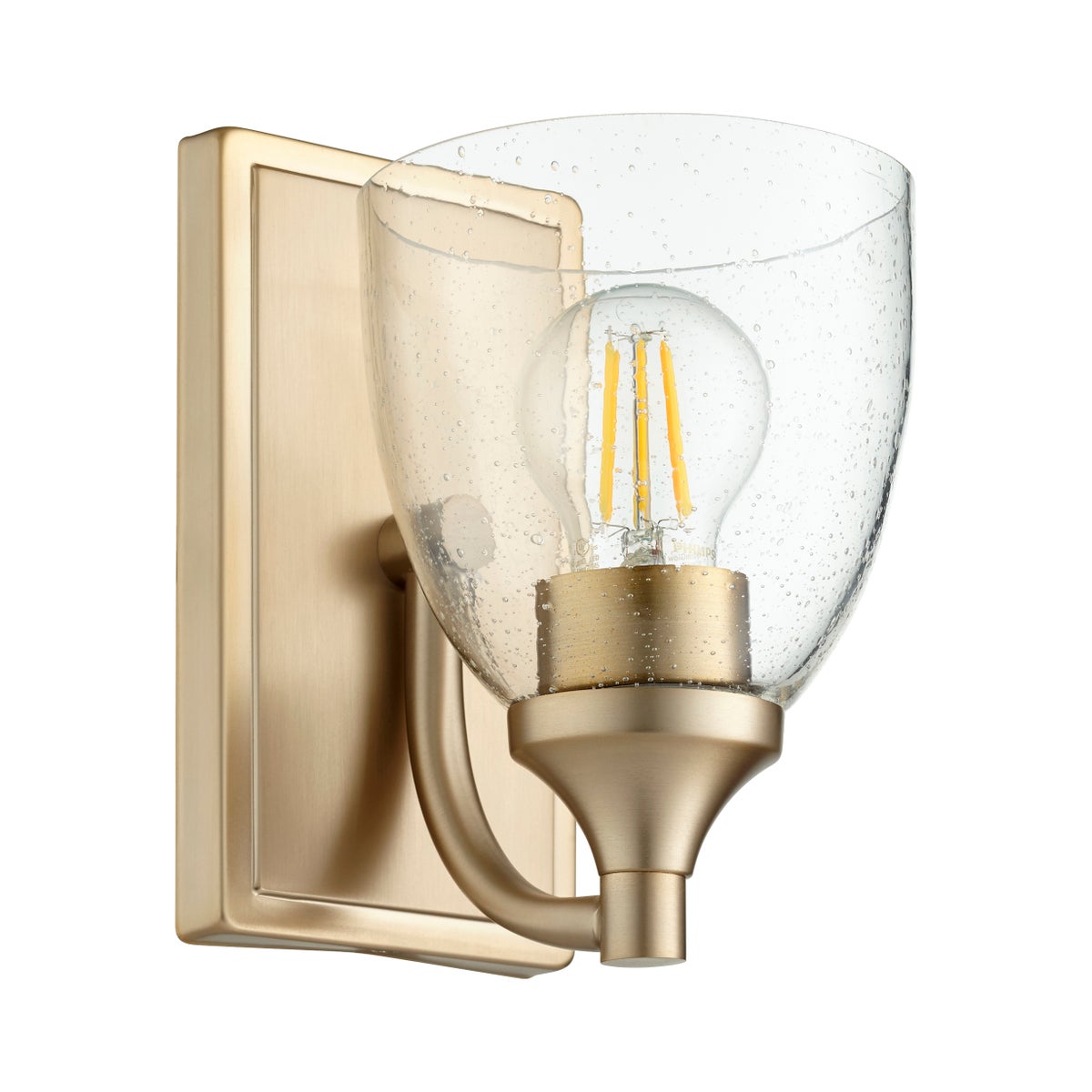 Enclave 1 Light Transitional Aged Brass Clear Seeded Glass Wall Sconce