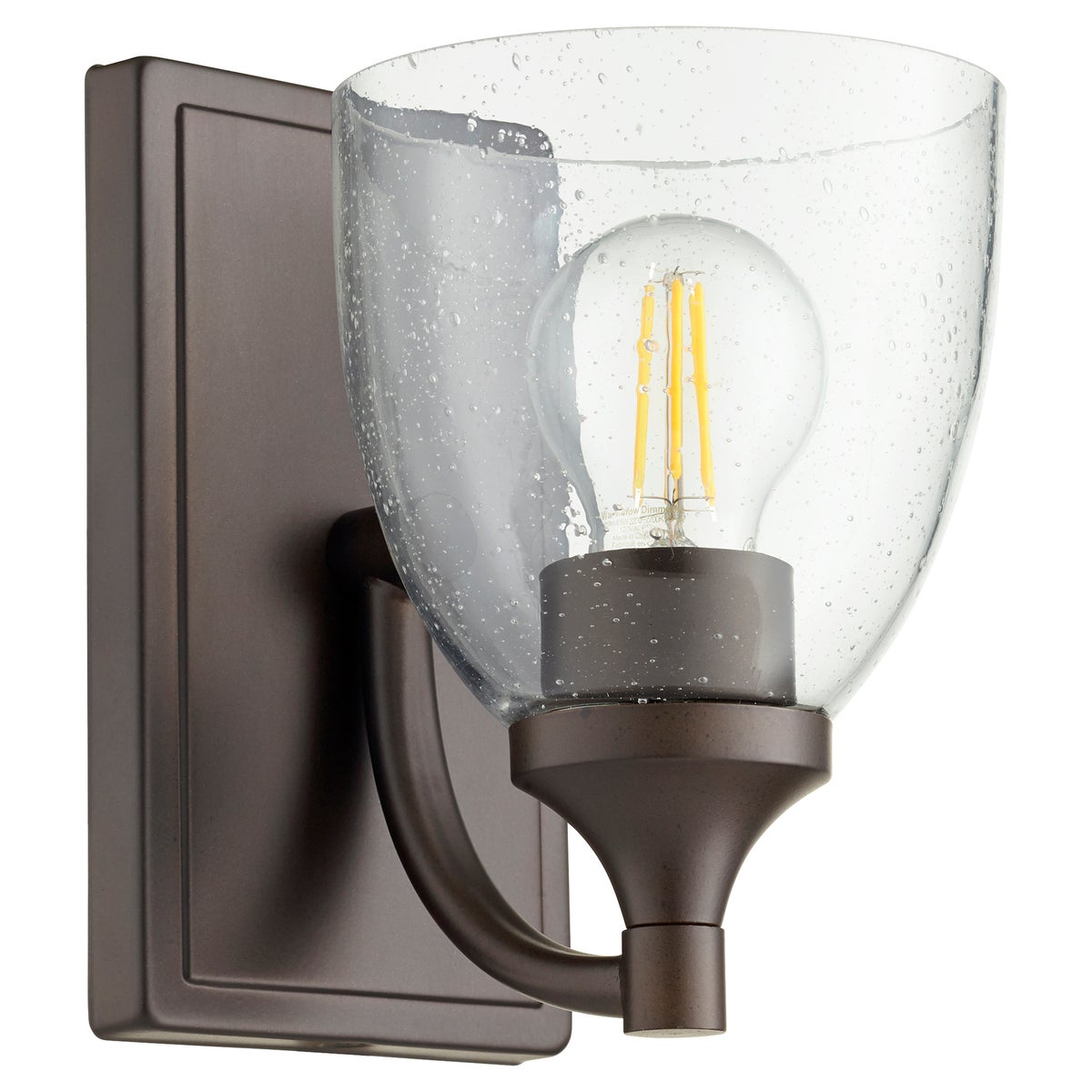 Enclave 1 Light Transitional Oiled Bronze Clear Seeded Glass Wall Sconce