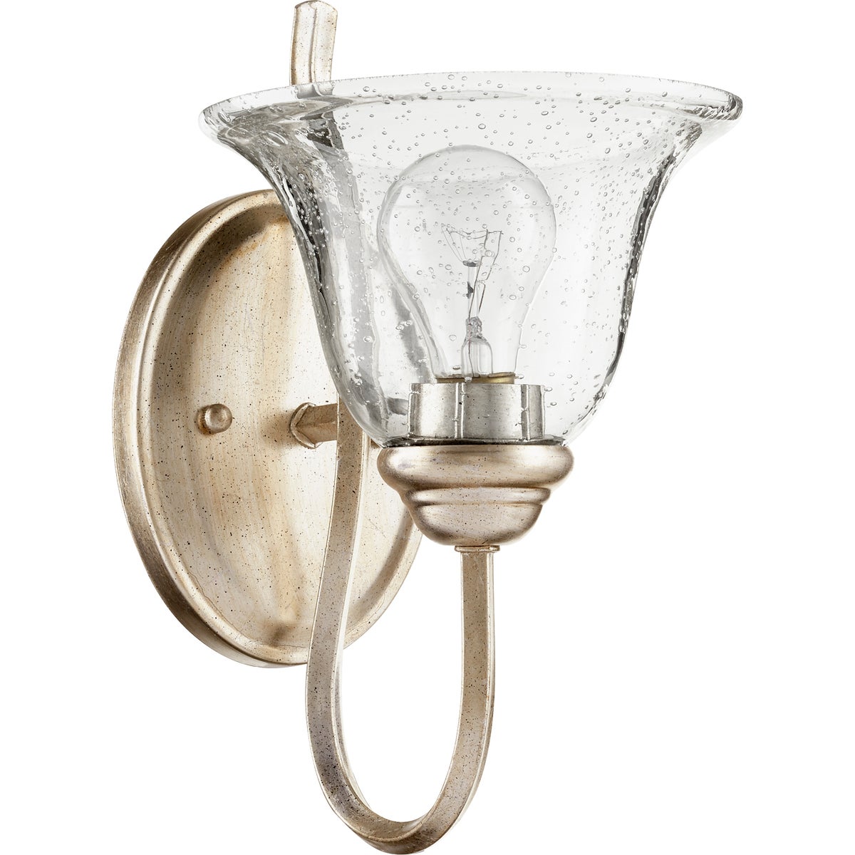 Spencer 1 Light Transitional Aged Silver Leaf ClearSeeded Glass Wall Sconce