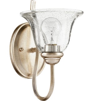 Spencer 1 Light Transitional Aged Silver Leaf ClearSeeded Glass Wall Sconce