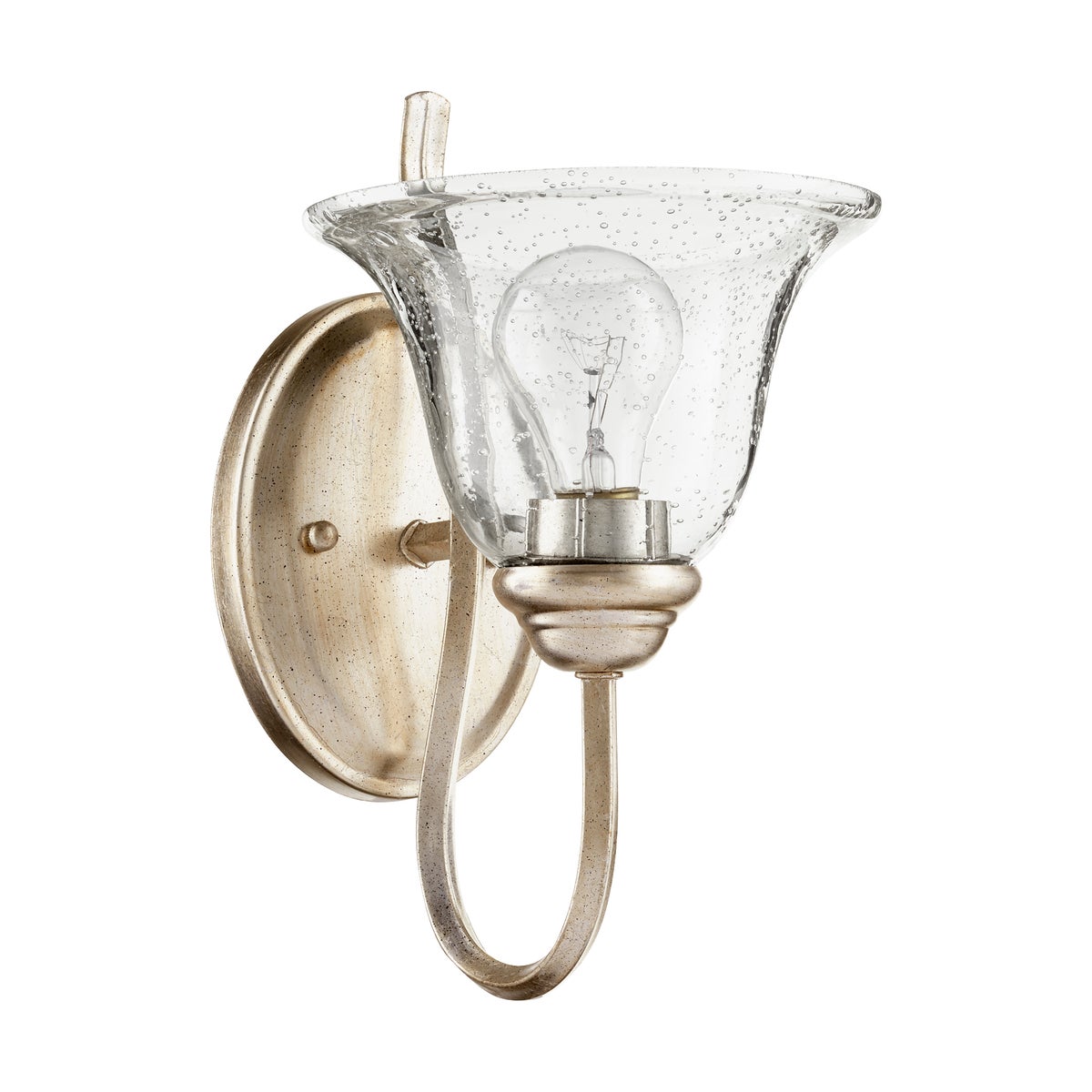 Spencer 1 Light Transitional Aged Silver Leaf ClearSeeded Glass Wall Sconce