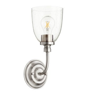 Rossington 1 Light Transitional Satin Nickel Clear Seeded Glass Wall Sconce