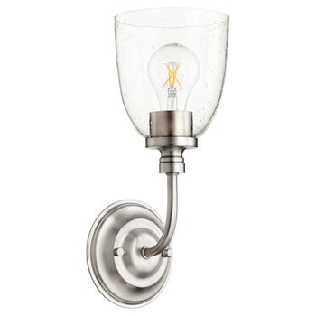 Rossington 1 Light Transitional Satin Nickel Clear Seeded Glass Wall Sconce
