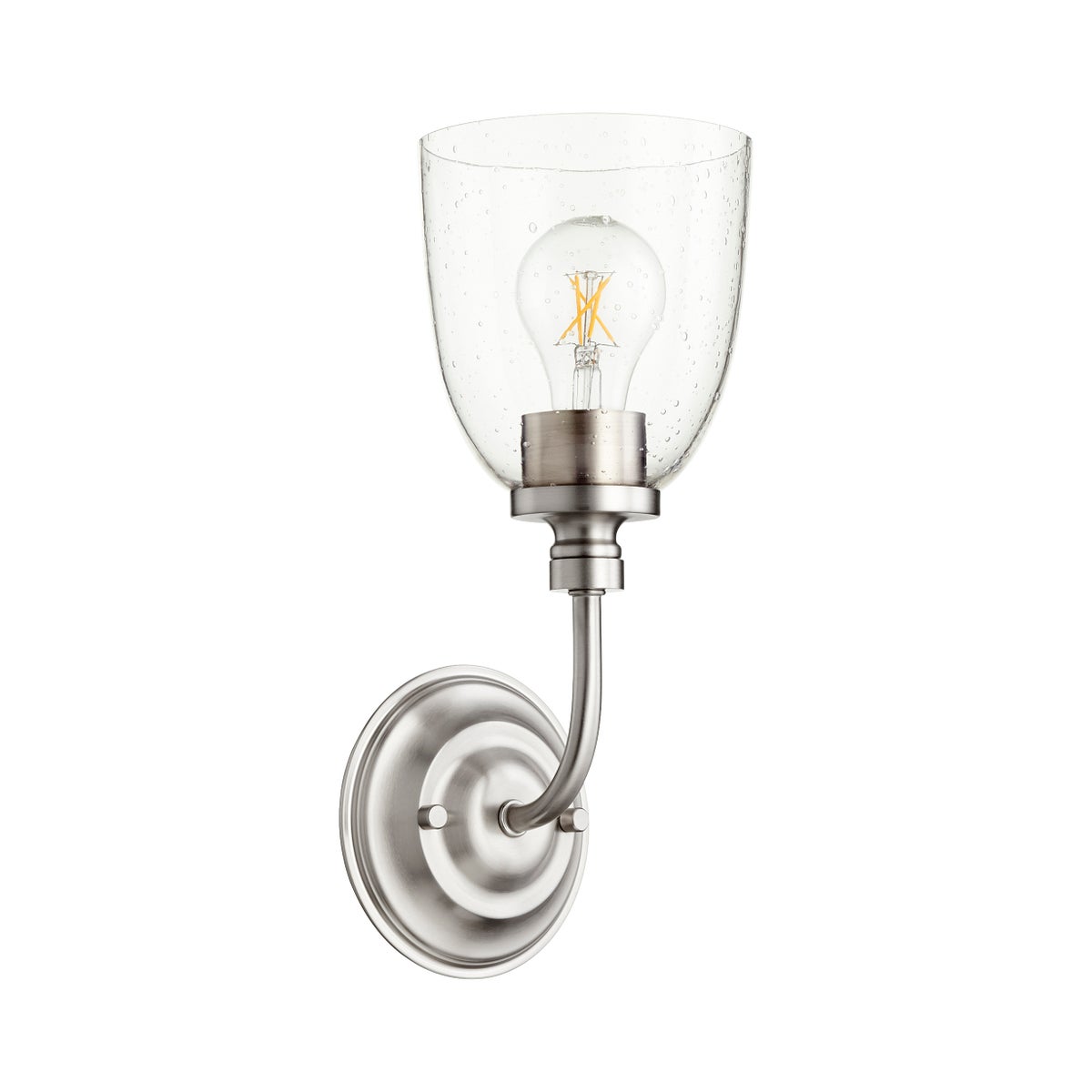 Rossington 1 Light Transitional Satin Nickel Clear Seeded Glass Wall Sconce