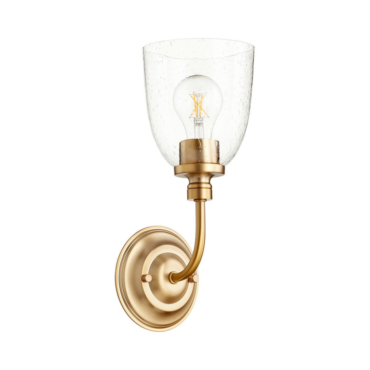 Rossington 1 Light Transitional Aged Brass Clear Seeded Glass Wall Sconce