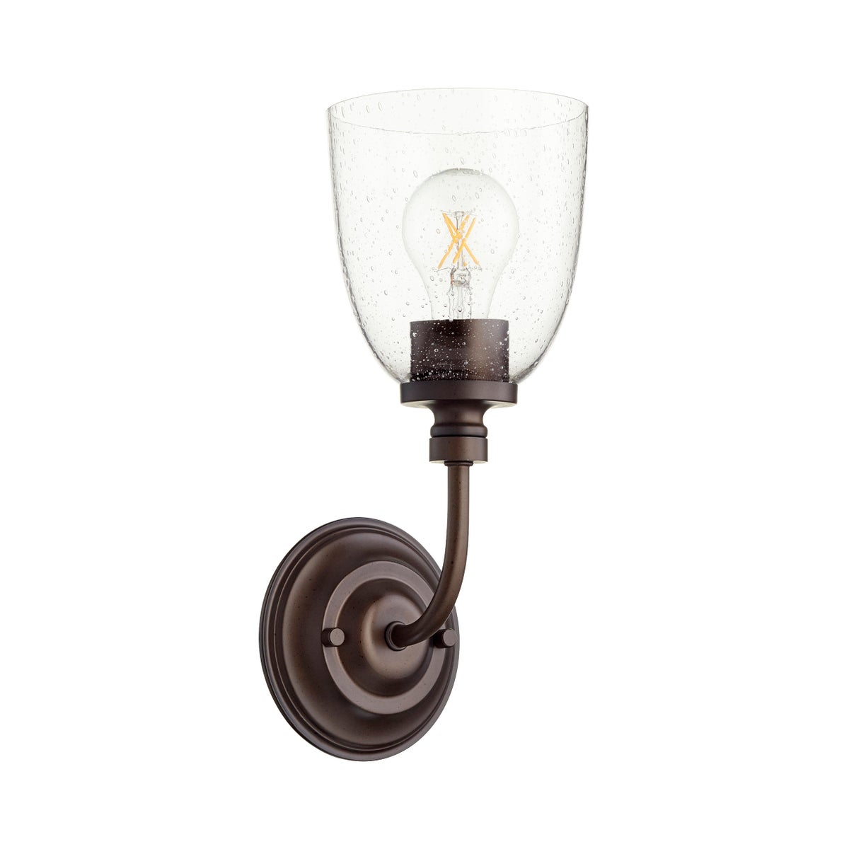 Rossington 1 Light Transitional Oiled Bronze Clear Seeded Glass Wall Sconce