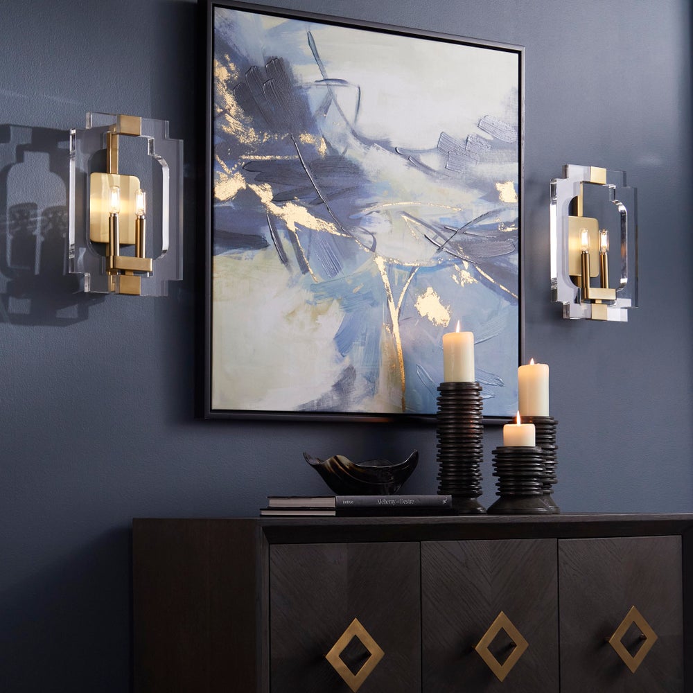 Broadway 2 Light Modern and Contemporary Aged Brass Wall Sconce