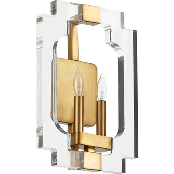 Broadway 2 Light Modern and Contemporary Aged Brass Wall Sconce