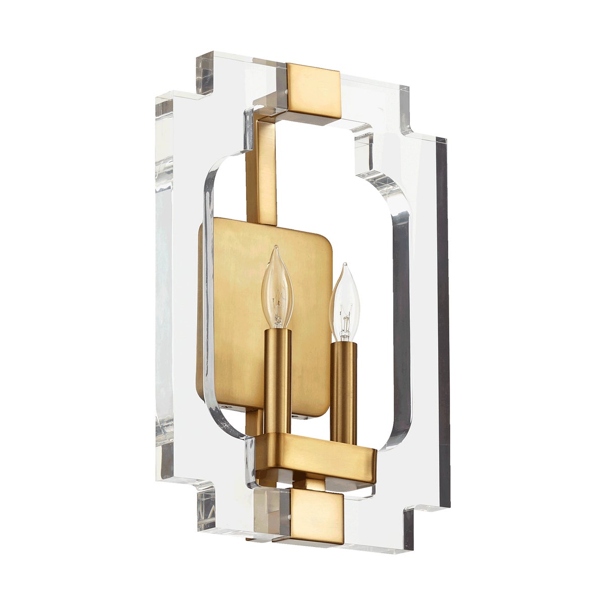 Broadway 2 Light Modern and Contemporary Aged Brass Wall Sconce