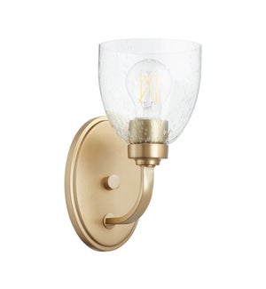 REYES 1 Light Clear Seeded Wall Mount - Aged Brass