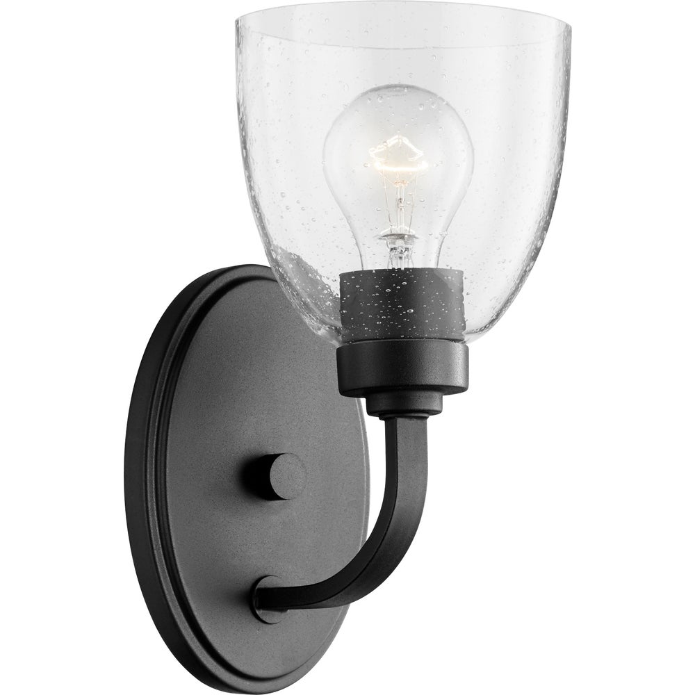 Reyes 1 Light Traditional Black Clear Glass Wall Sconce
