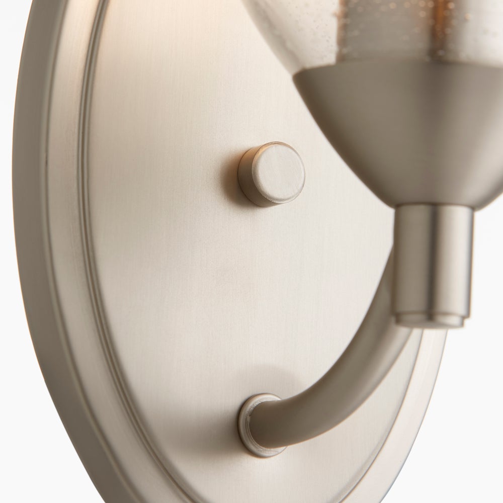 Barkley 1 Light Transitional Satin Nickel Clear Seeded Glass Wall Sconce