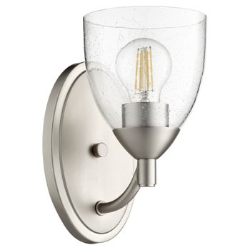 Barkley 1 Light Transitional Satin Nickel Clear Seeded Glass Wall Sconce