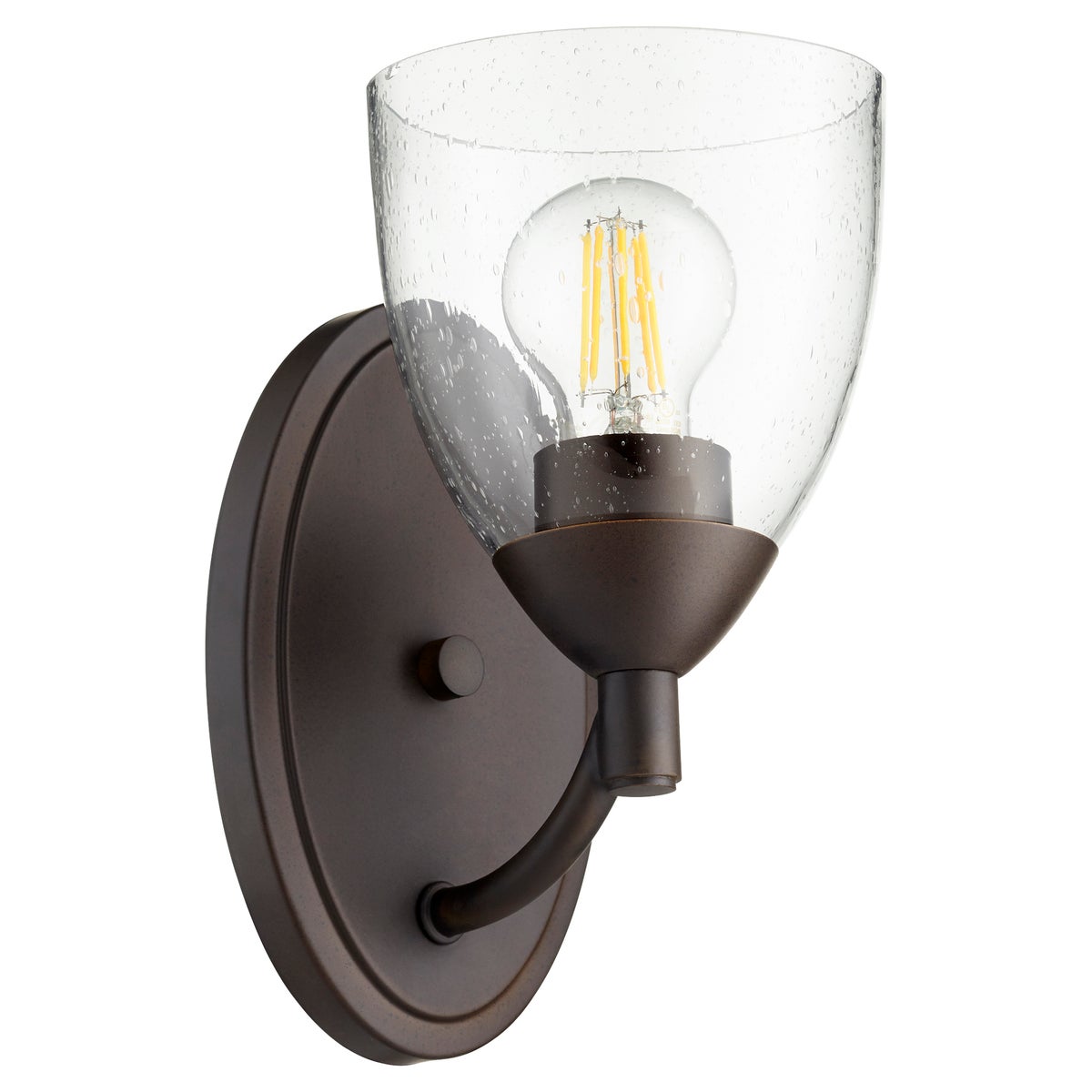 Barkley 1 Light Transitional Oiled Bronze Clear Seeded Glass Wall Sconce