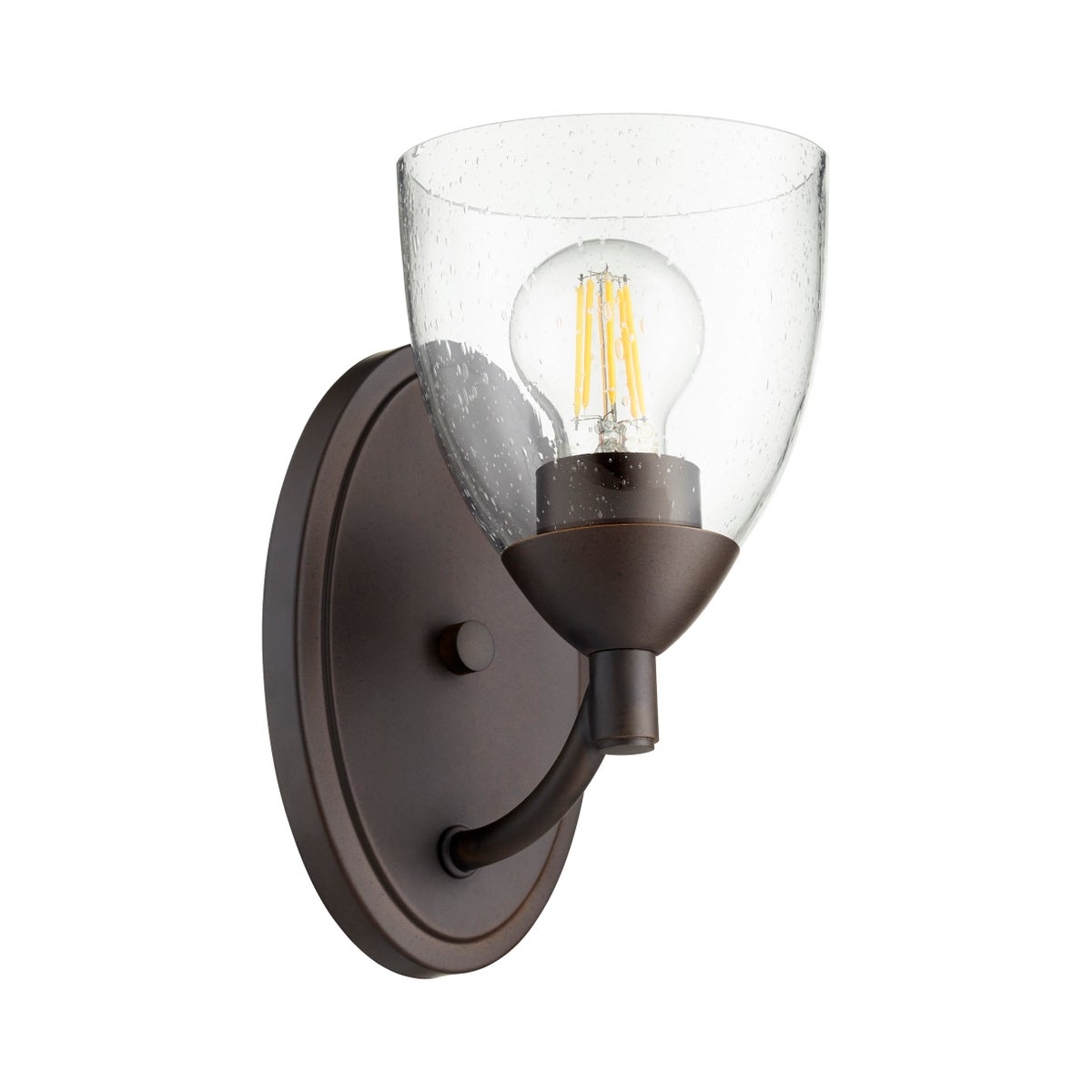Barkley 1 Light Transitional Oiled Bronze Clear Seeded Glass Wall Sconce