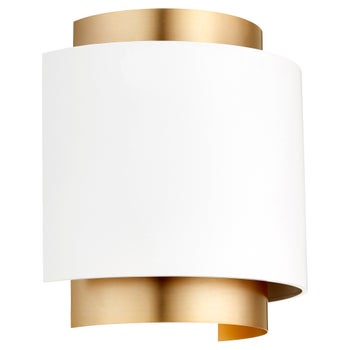 Half Drum Two-Toned Studio White/Aged Brass Wall Sconce