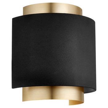 Half Drum Two-Toned Black/Aged Brass Wall Sconce
