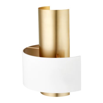 Half Cylinder Two-Toned Studio White/Aged Brass Wall Sconce