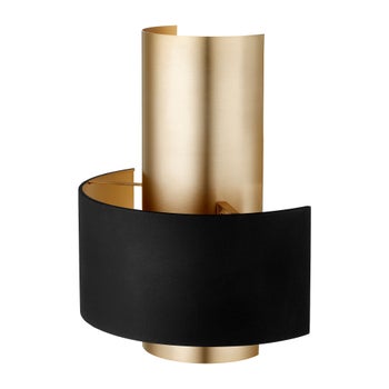 Half Cylinder Two-Toned Black/Aged Brass Wall Sconce
