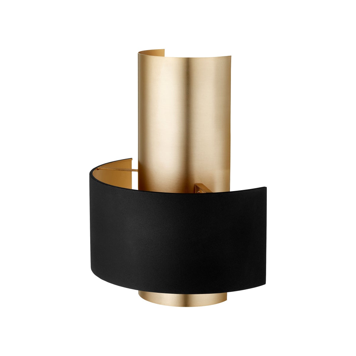 Half Cylinder Two-Toned Black/Aged Brass Wall Sconce