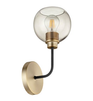 Clarion 1-Light Black/Aged Brass Wall Mount
