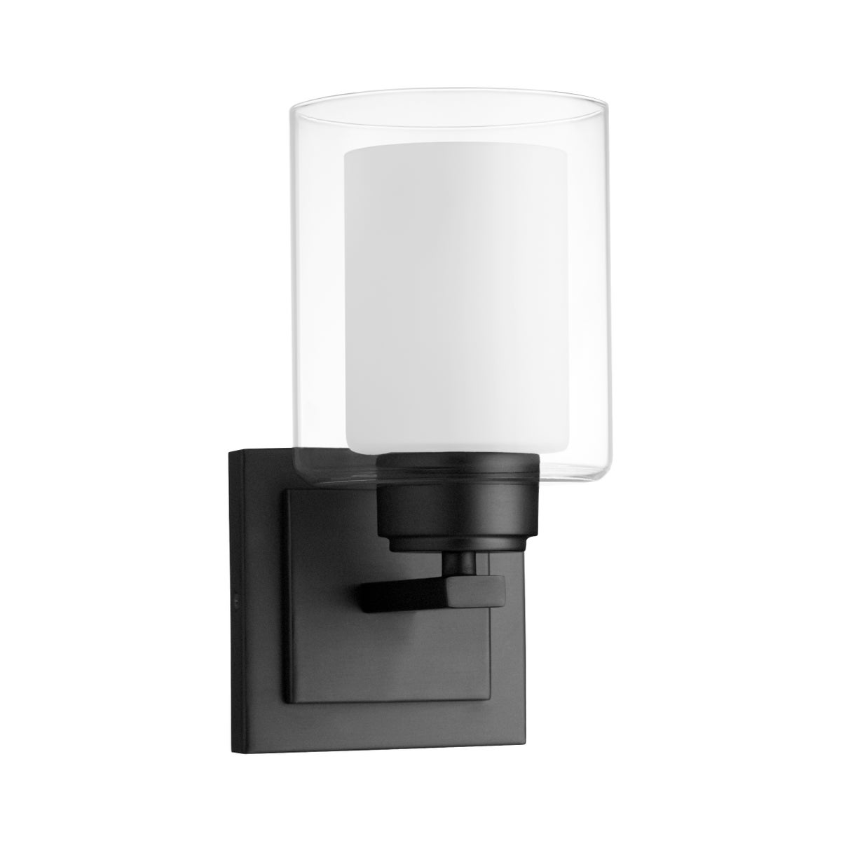 1 Light Clear Opal Wall Mount Matte Black