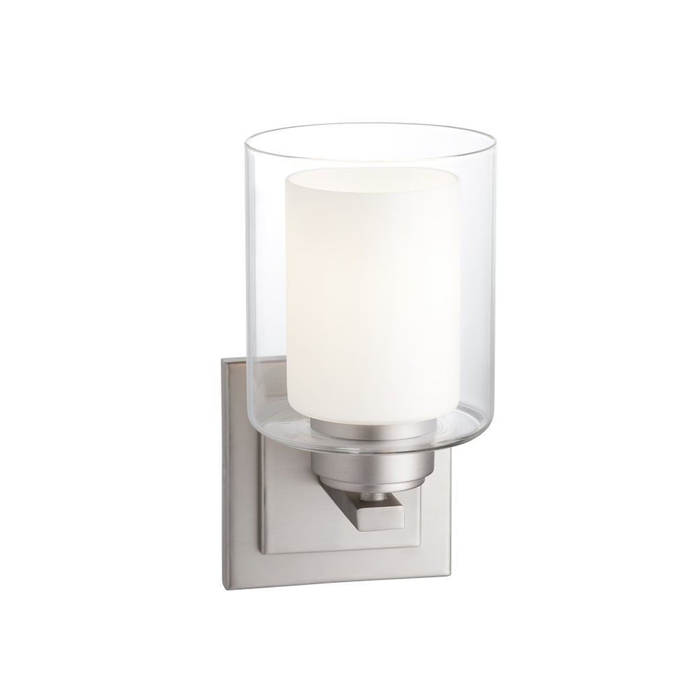 1 Light Clear Opal Wall Mount - Satin Nickel