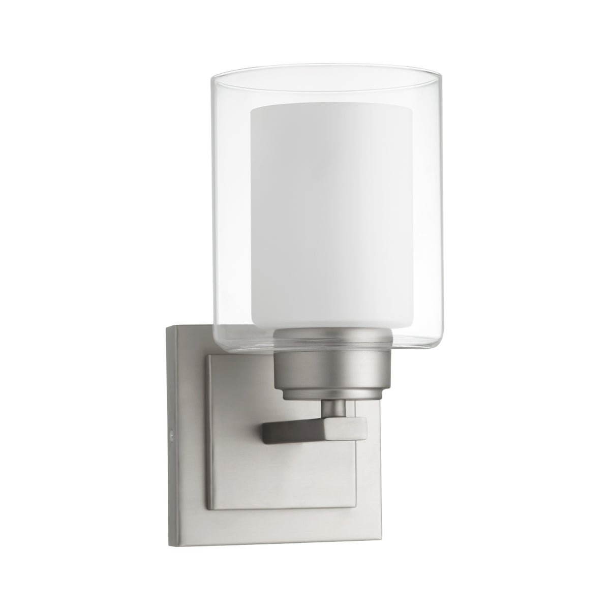 1 Light Clear Opal Wall Mount - Satin Nickel