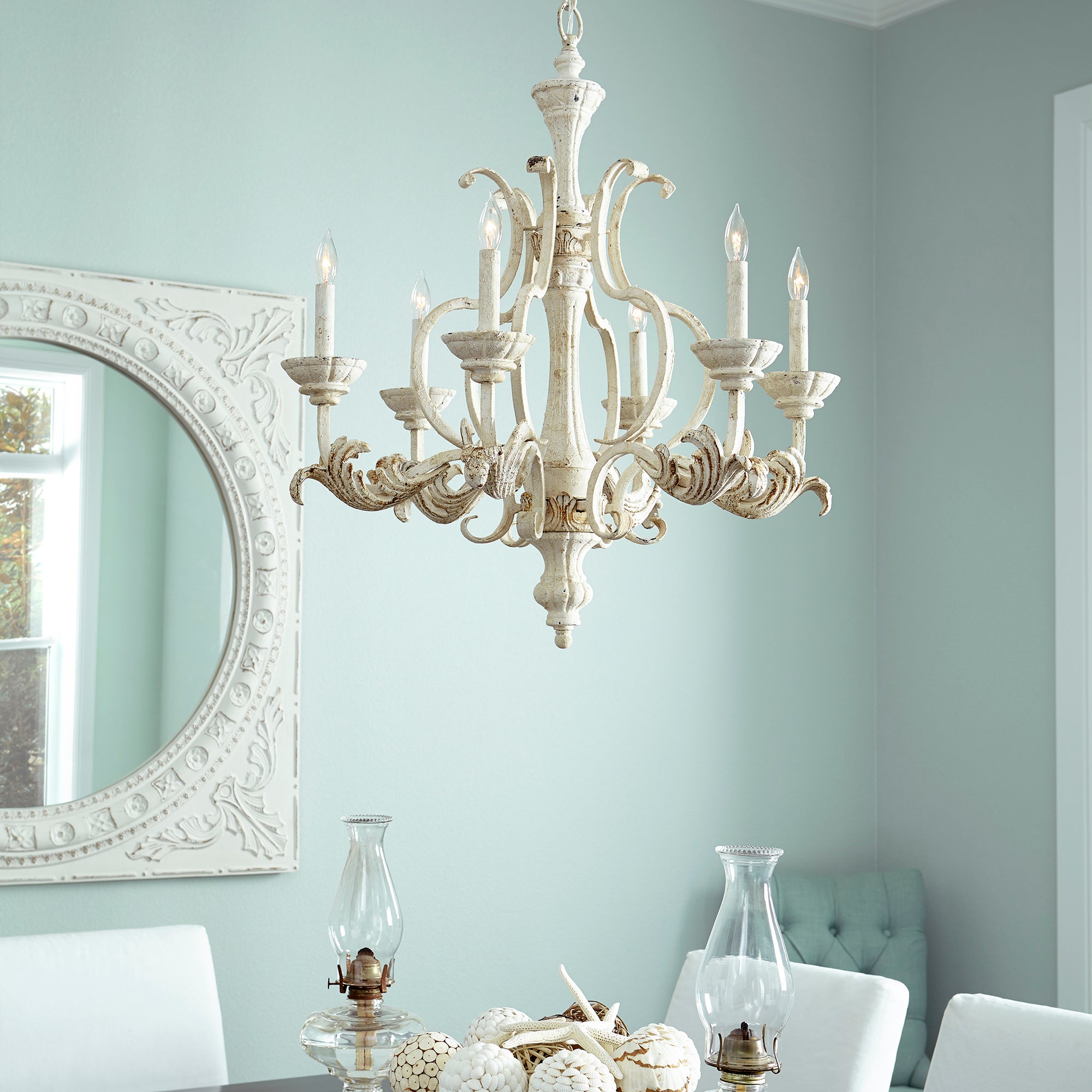 white 6 light chandelier