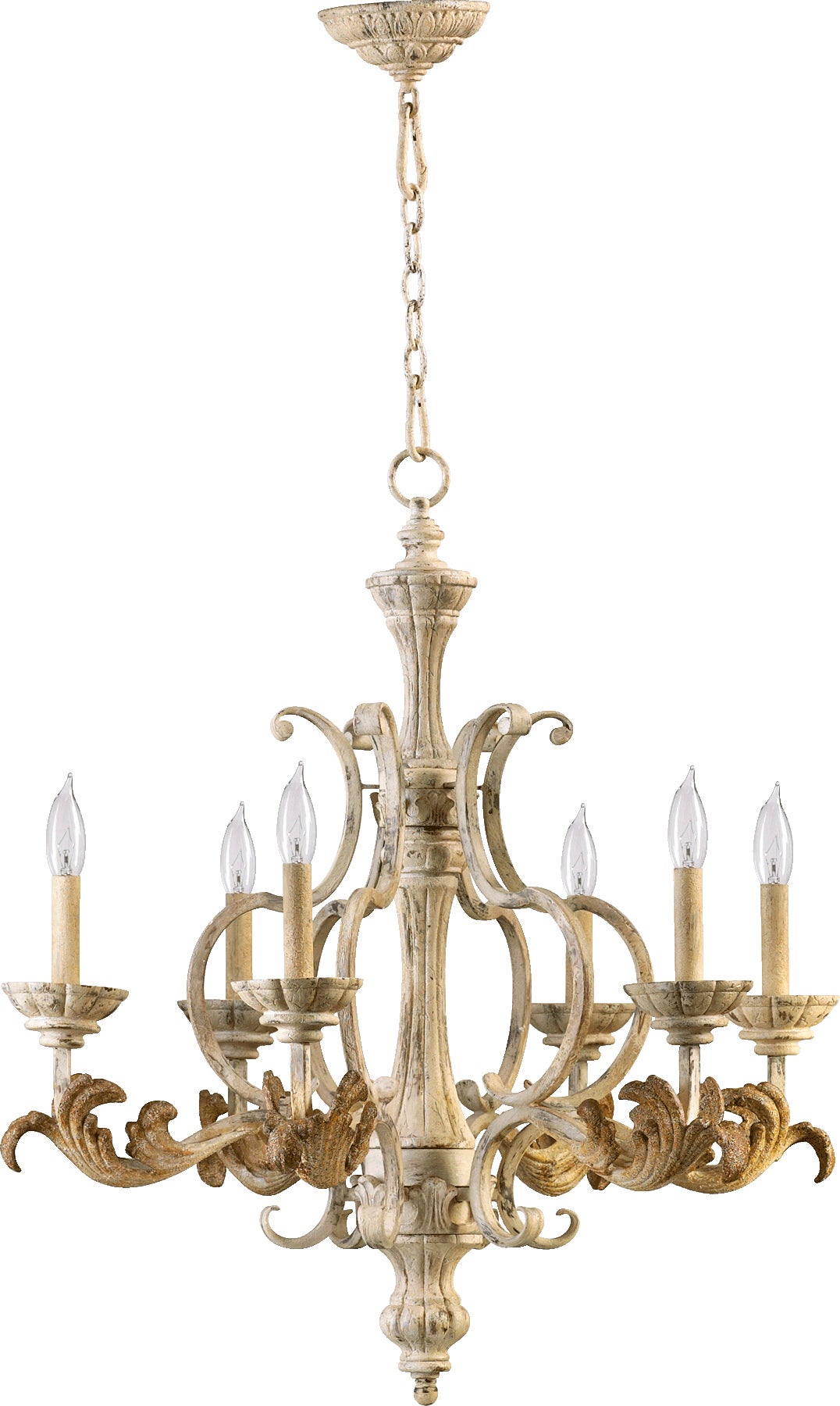 Florence 6 Light Persian White Traditional Chandelier - dual mount 
