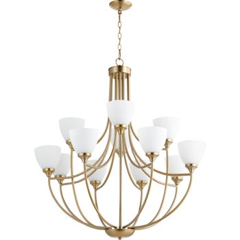 ENCLAVE 12 Light chandelier- Aged Brass