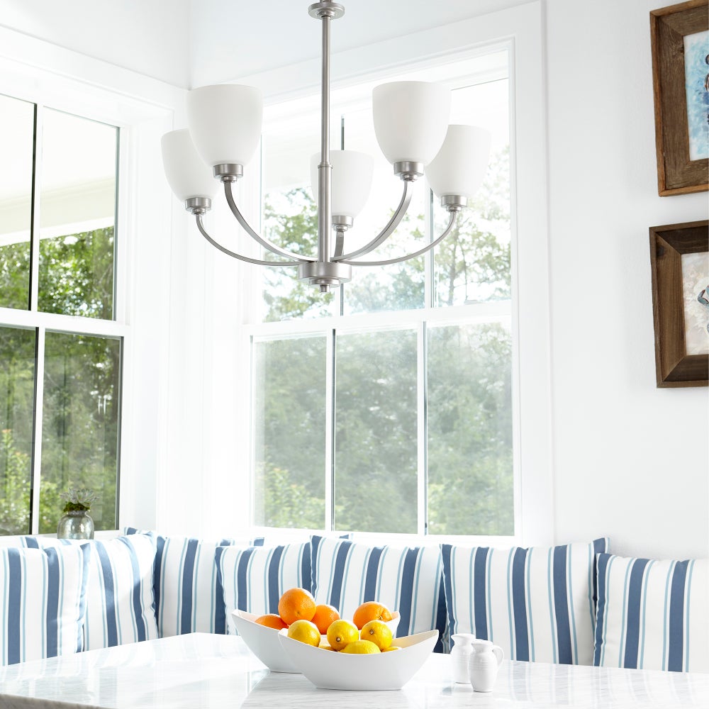 Reyes 5 Light Classic Nickel Transitional Chandelier