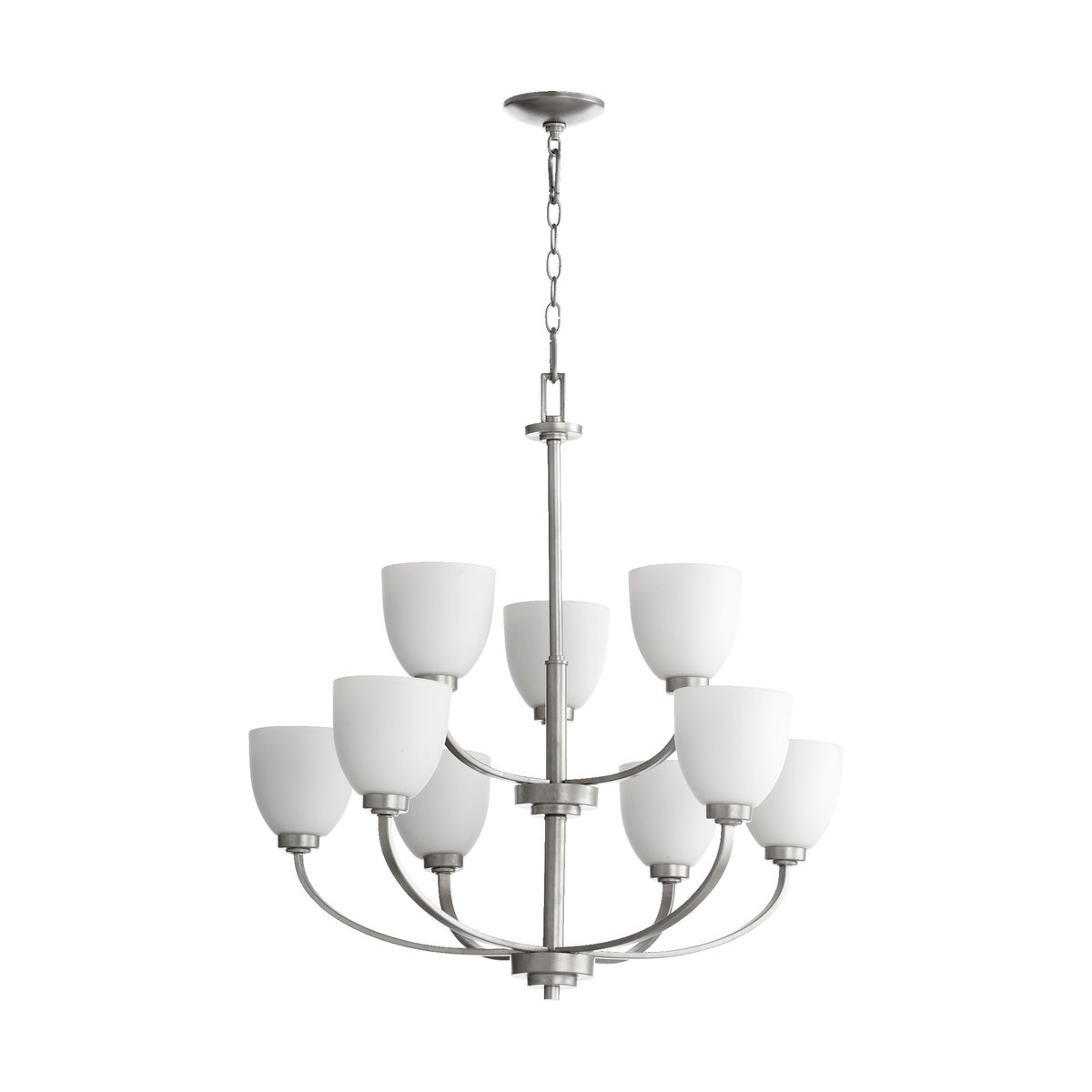 Reyes 9 Light Classic Nickel Transitional Chandelier