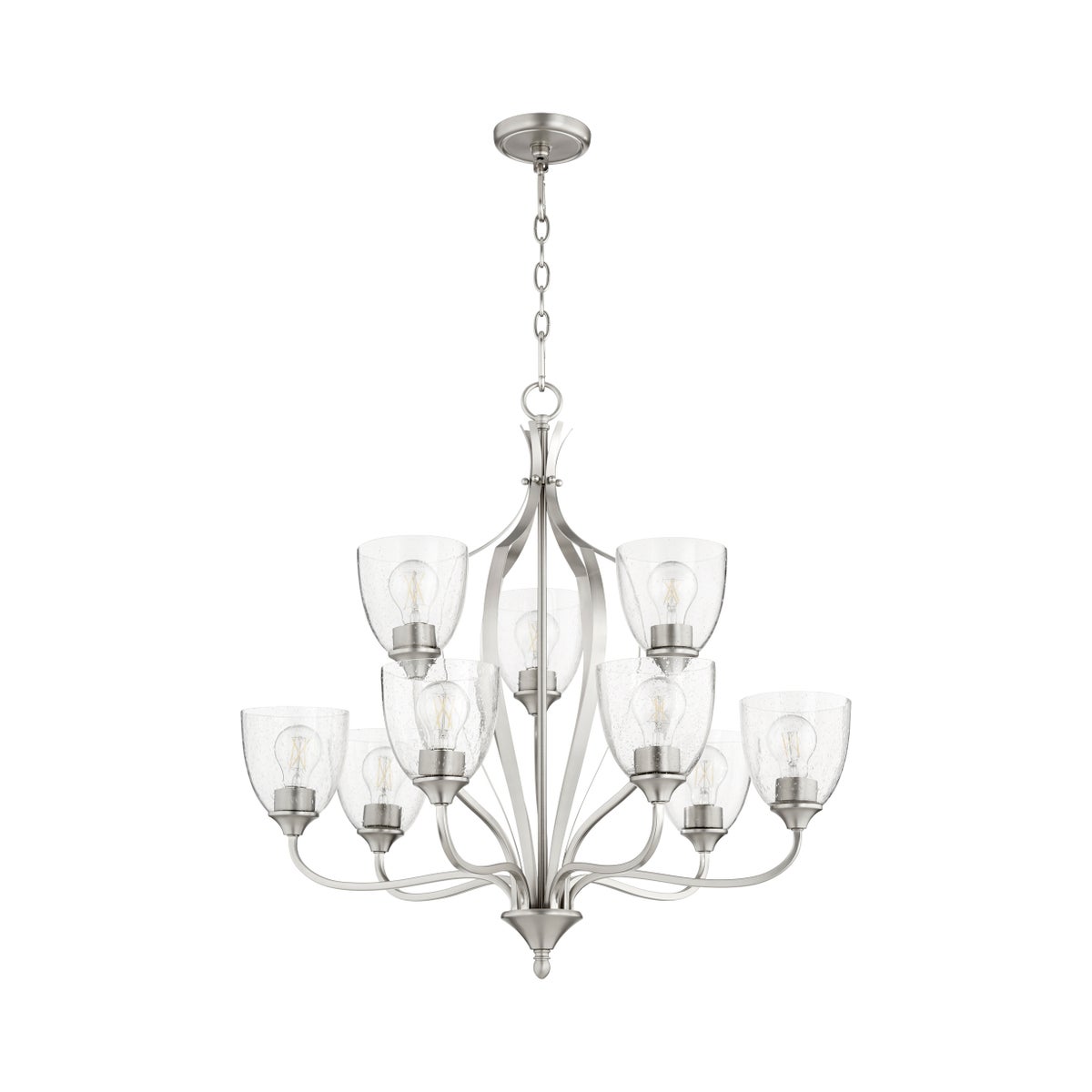 Jardin 9 Light Satin Nickel Traditional Chandelier