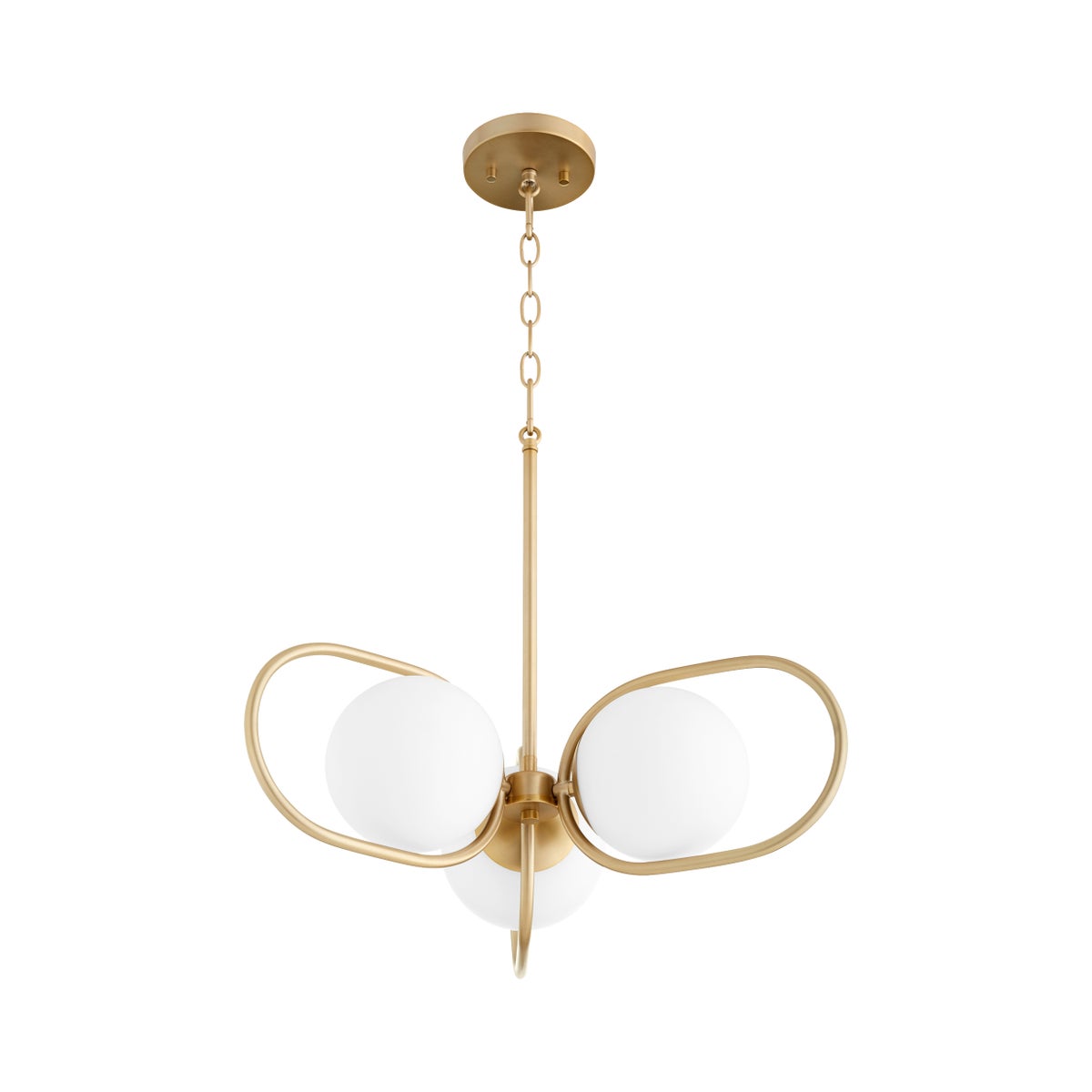 BELMONT 3 Light Chandelier- Aged Brass