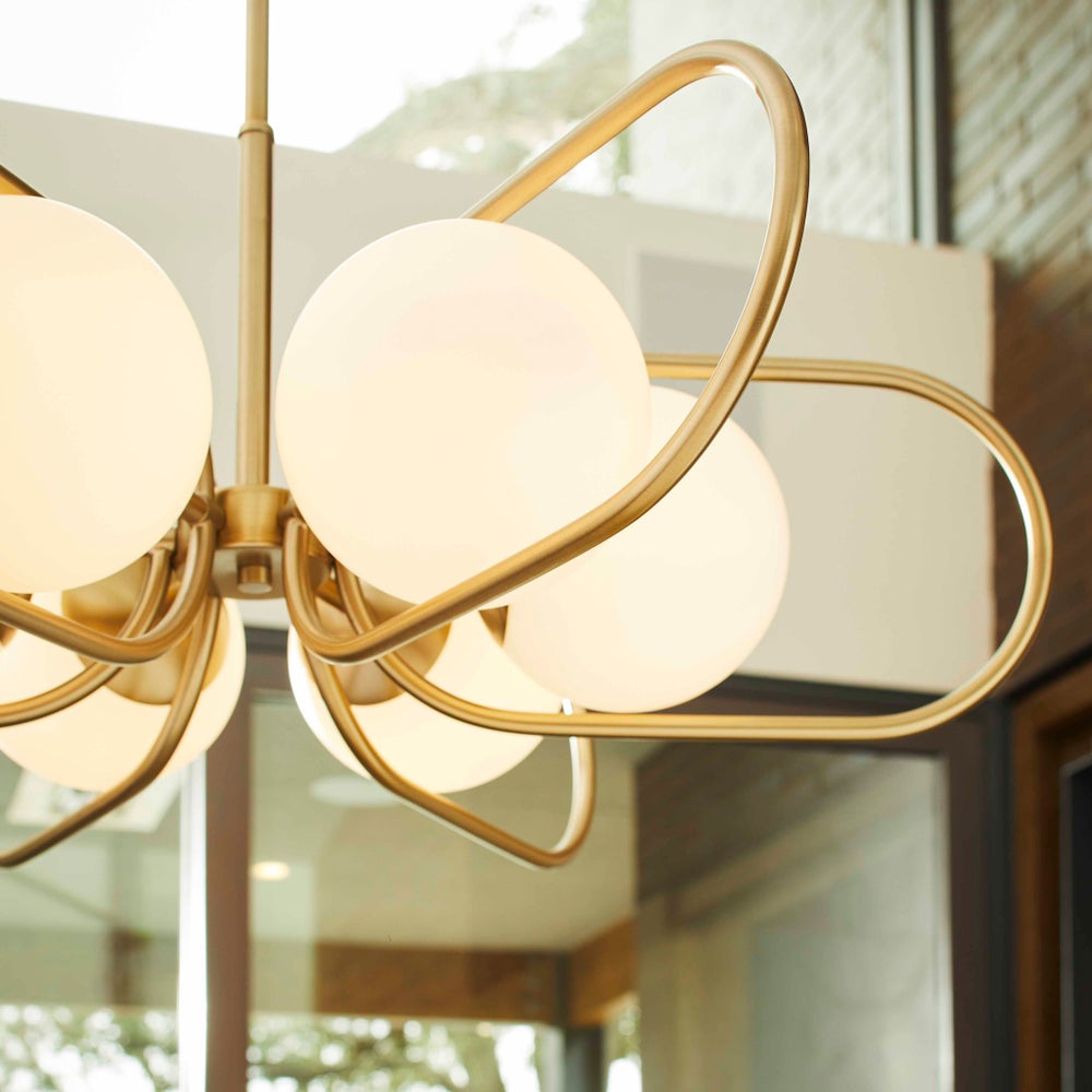 BELMONT 6 Light Chandelier- Aged Brass