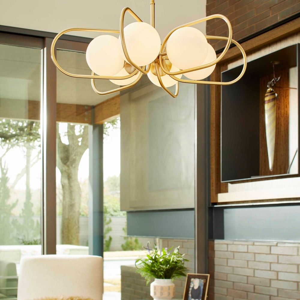 BELMONT 6 Light Chandelier- Aged Brass