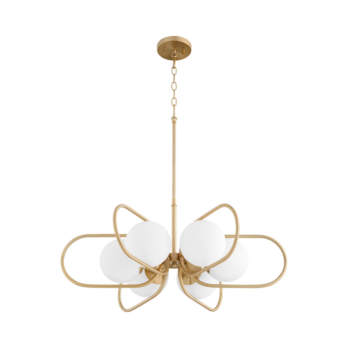 BELMONT 6 Light Chandelier- Aged Brass
