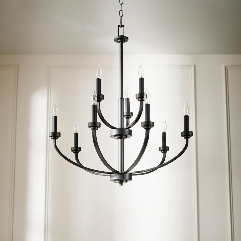 Reyes 9 Light Black Traditional Chandelier