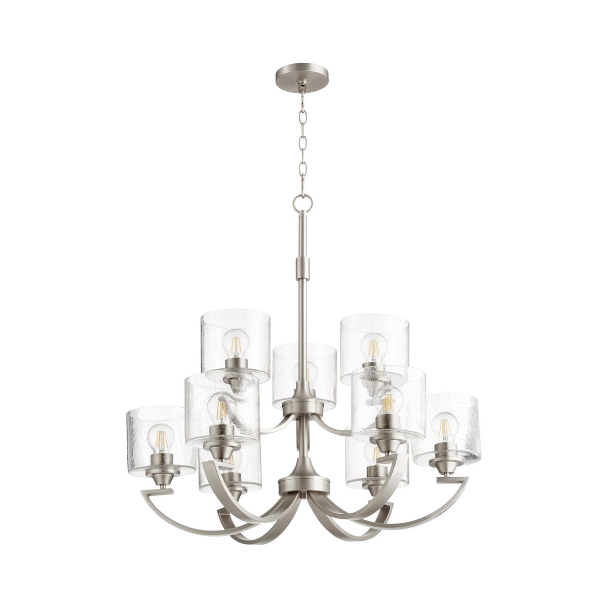 Dakota 9 Light Satin Nickel Soft Contemporary Chandelier