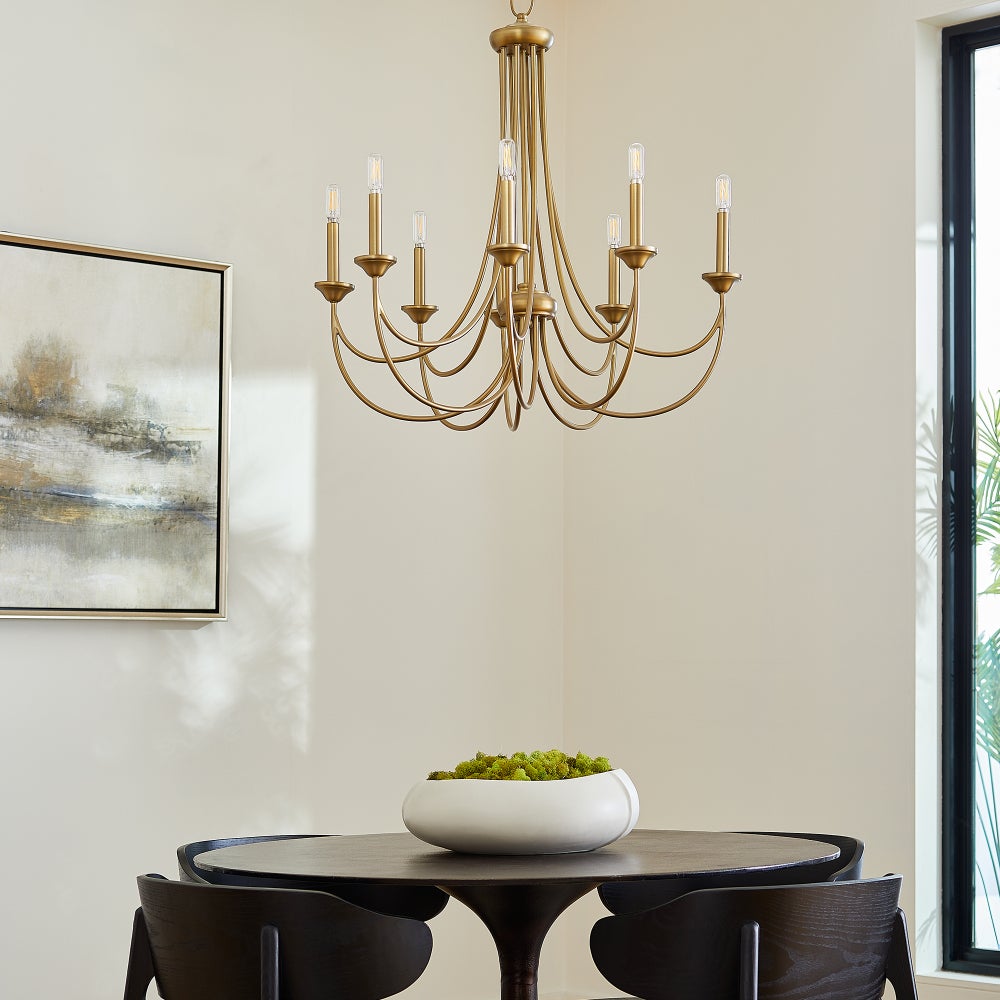 BROOKS 8 Light Chandelier- Aged Brass