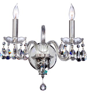 Bohemian Katerina 2 Light Traditional Chrome Imperial Crystal Wall Sconce