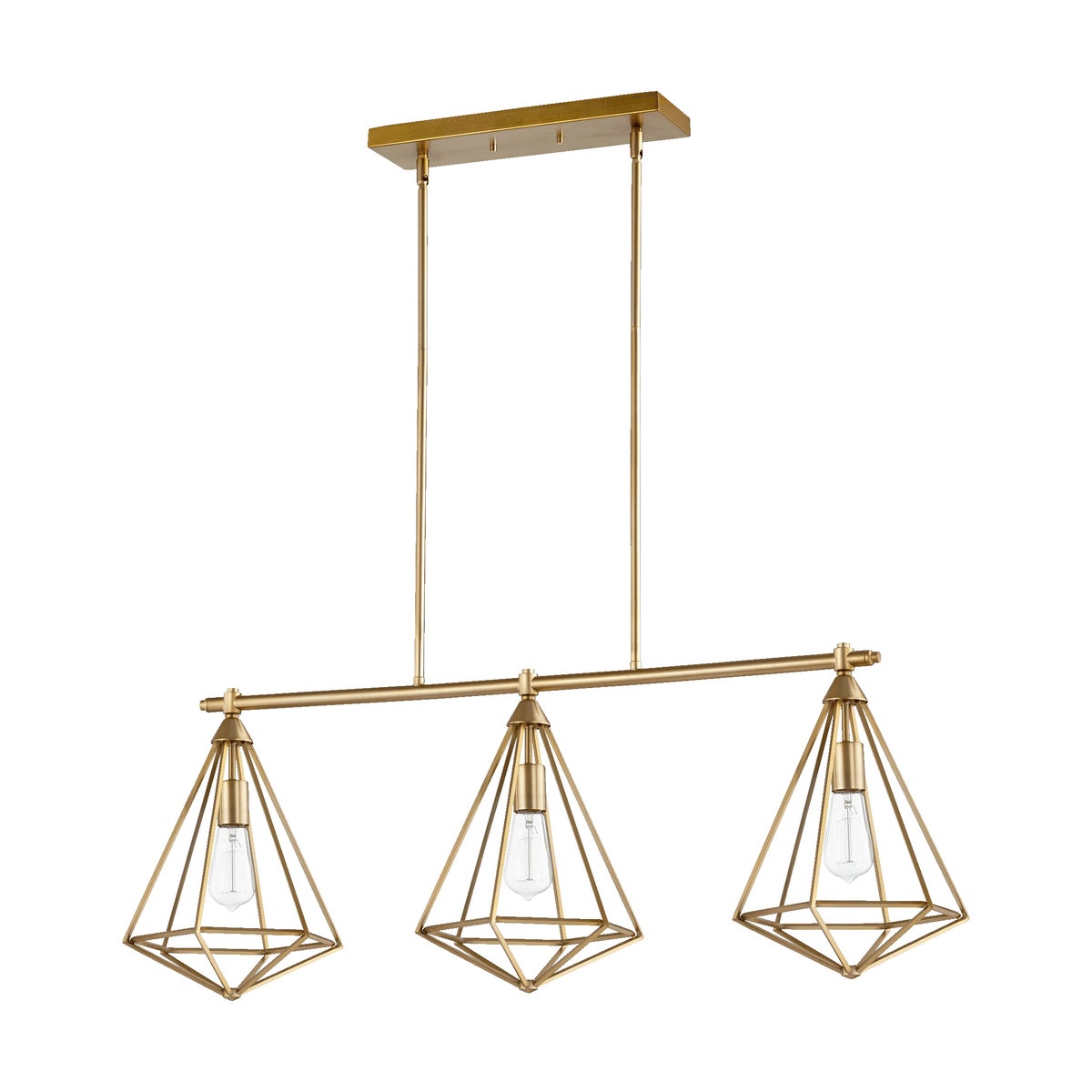 Bennett 3 Light Transitional Aged Brass Linear Pendant
