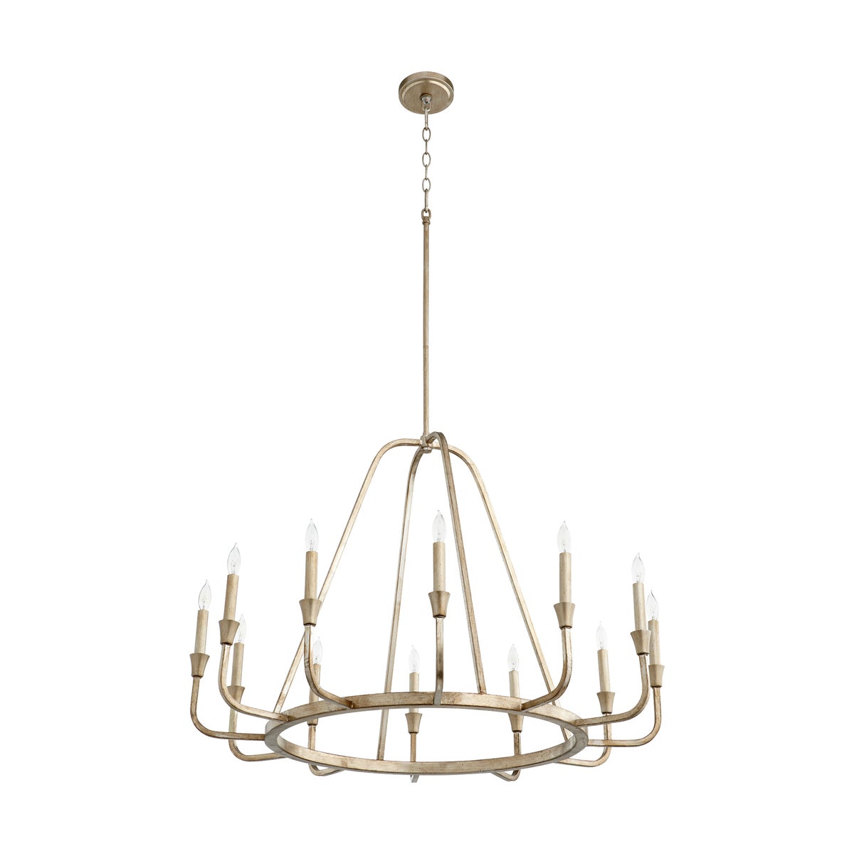 MARQUEE 12 Light chandelier- Aged Silver Leaf