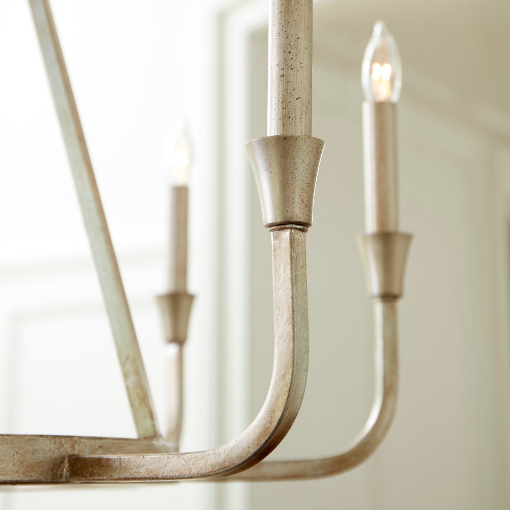 MARQUEE 8 Light chandelier- Aged Silver Leaf
