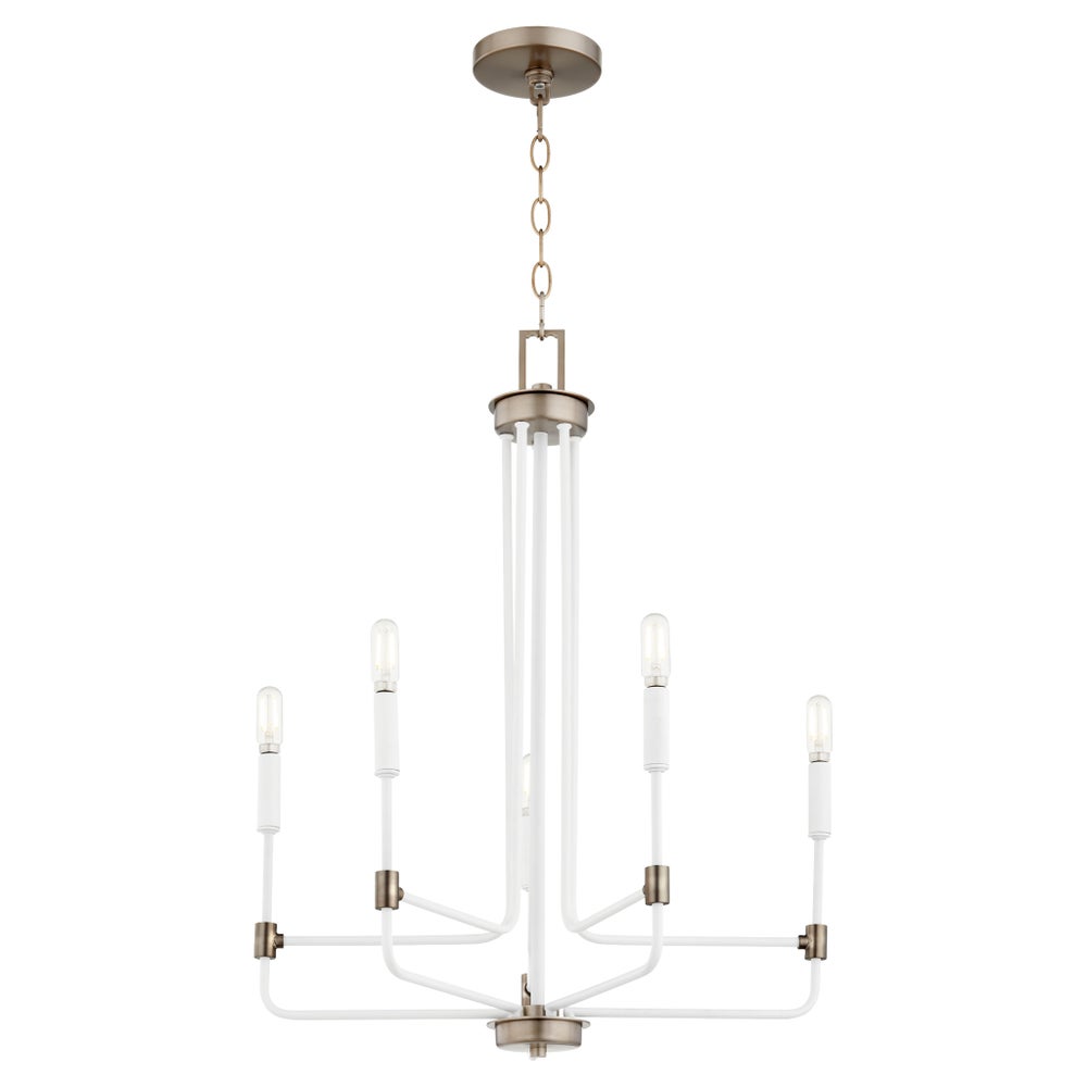 DAVIES 5 Light Chandelier - Studio White/Dark Brass