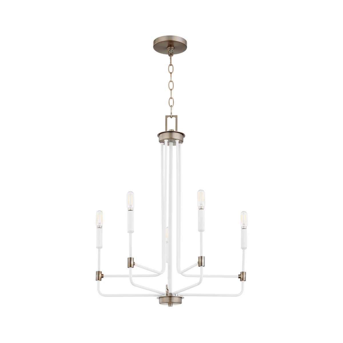 DAVIES 5 Light Chandelier - Studio White/Dark Brass