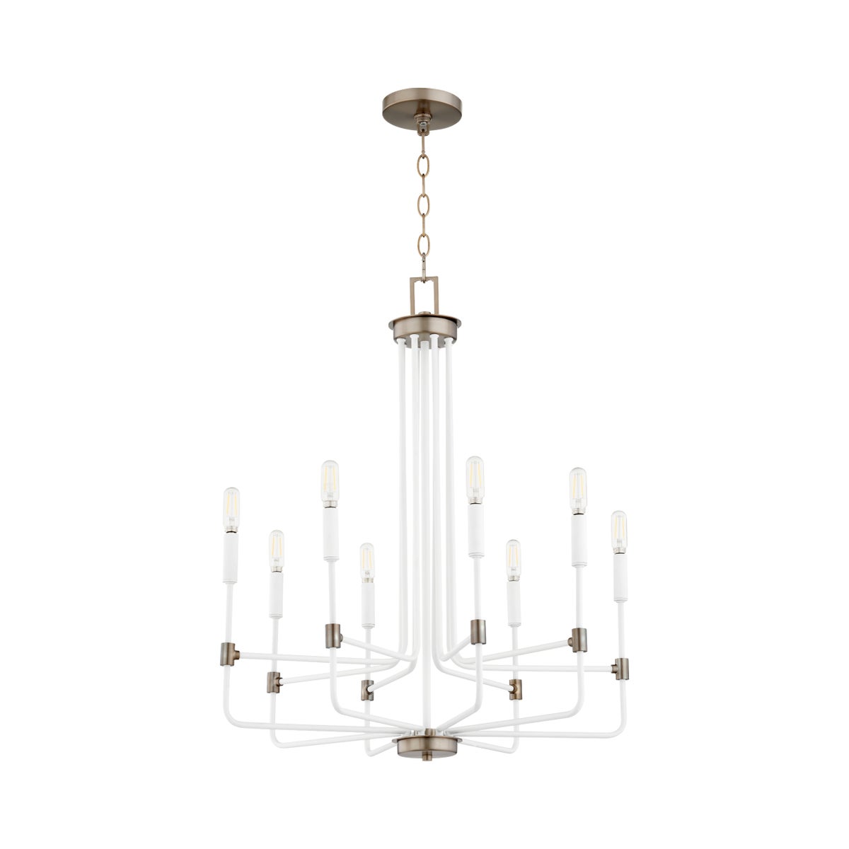 DAVIES 8 Light Chandelier - Studio White/Dark Brass