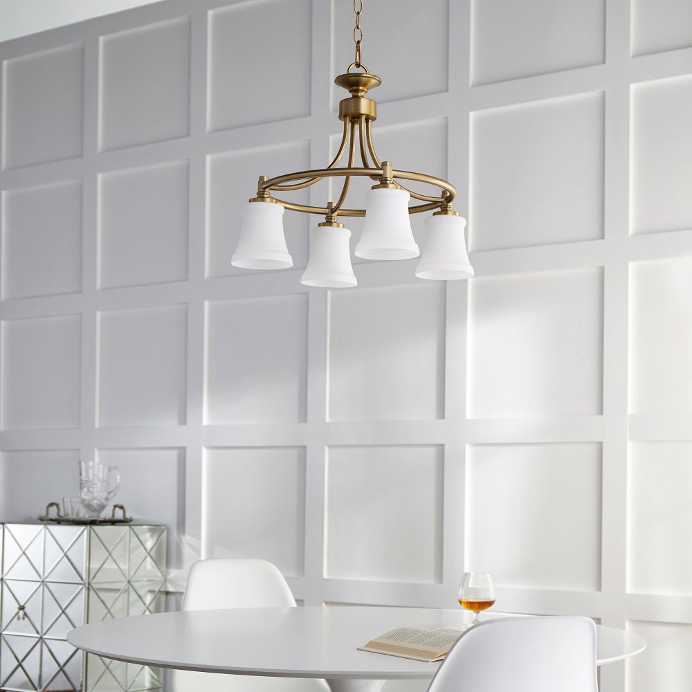 Rossington 4 Light Transitional Aged Brass Chandelier
