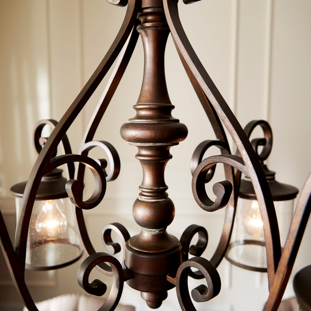 San Miguel 4 Light Traditional Vintage Copper Chandelier